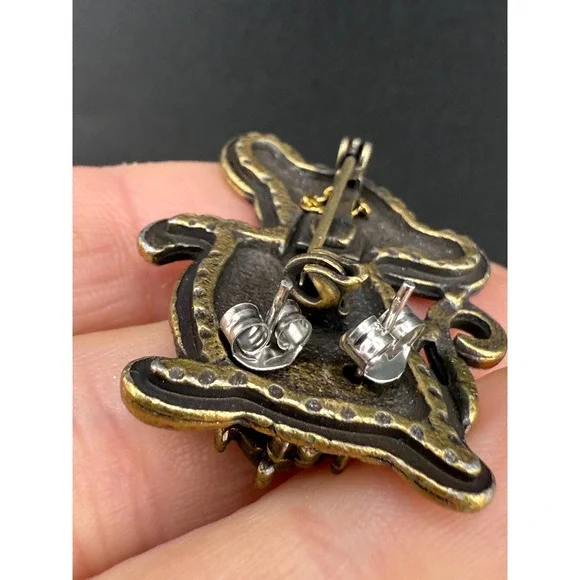 Vintage Pewter Brooch With Matching Pierced‎ Earrings Lot One Trinket Box Mouse - Picture 12 of 16